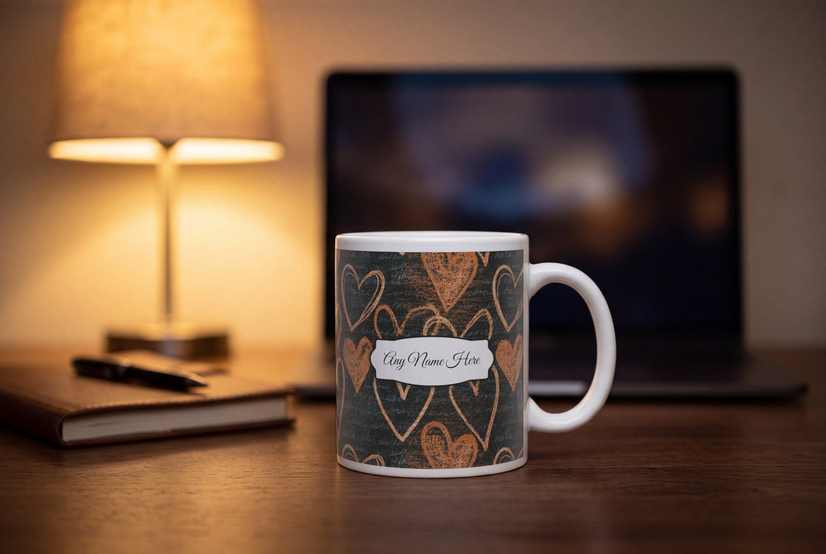 Lifestyle: Scratchboard Hearts Name Mug 5