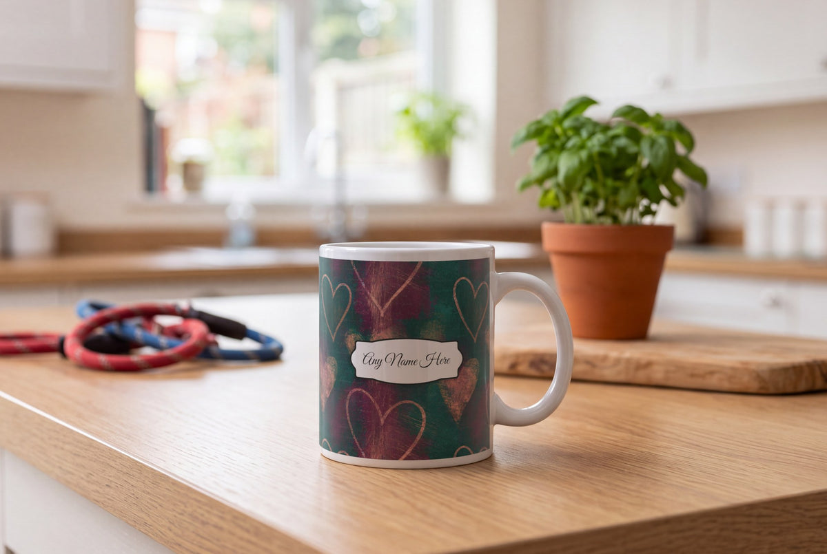 Lifestyle: Scratchboard Hearts Name Mug 12