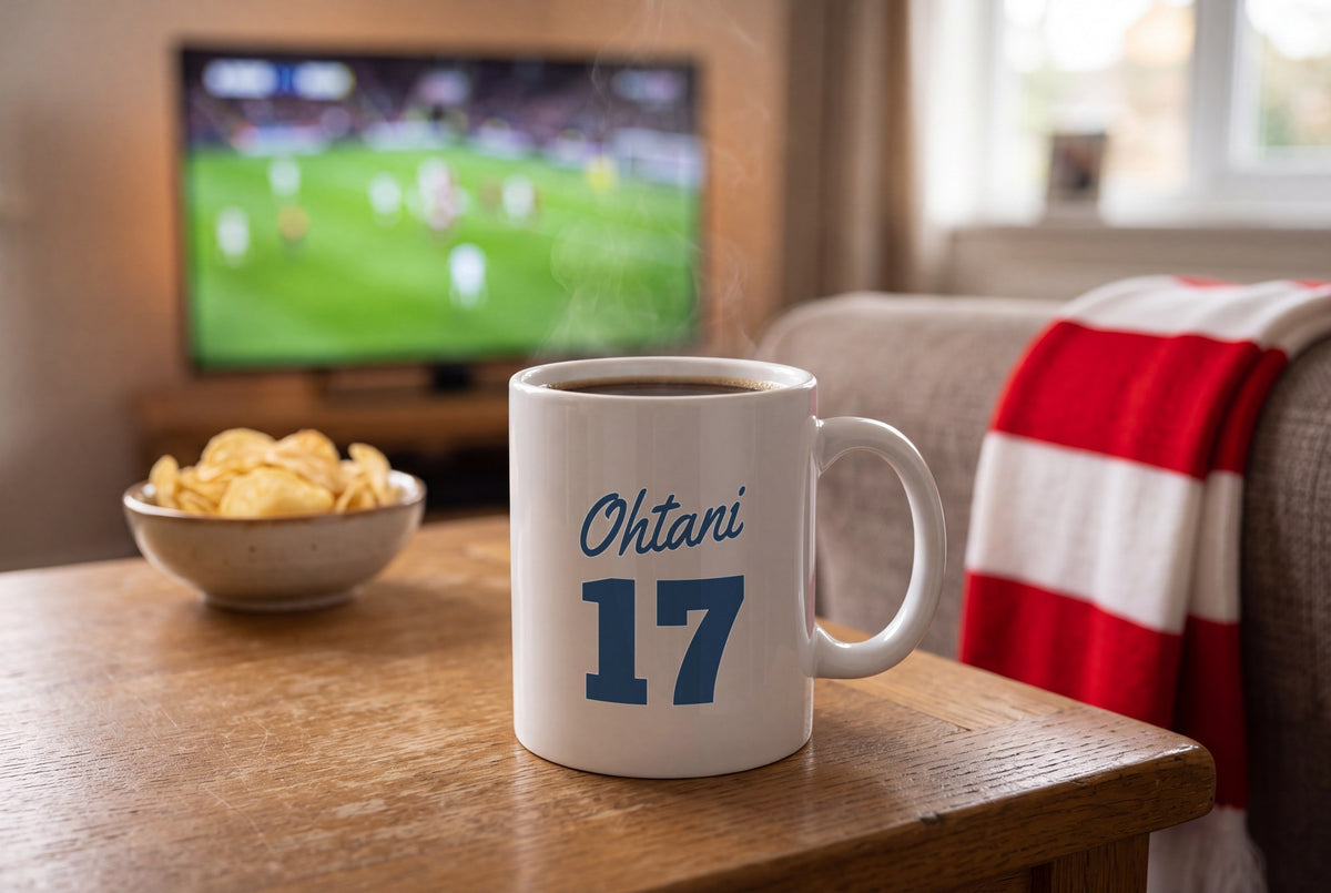 Lifestyle: Personalised White and Royal Blue Baseball Jersey Mug