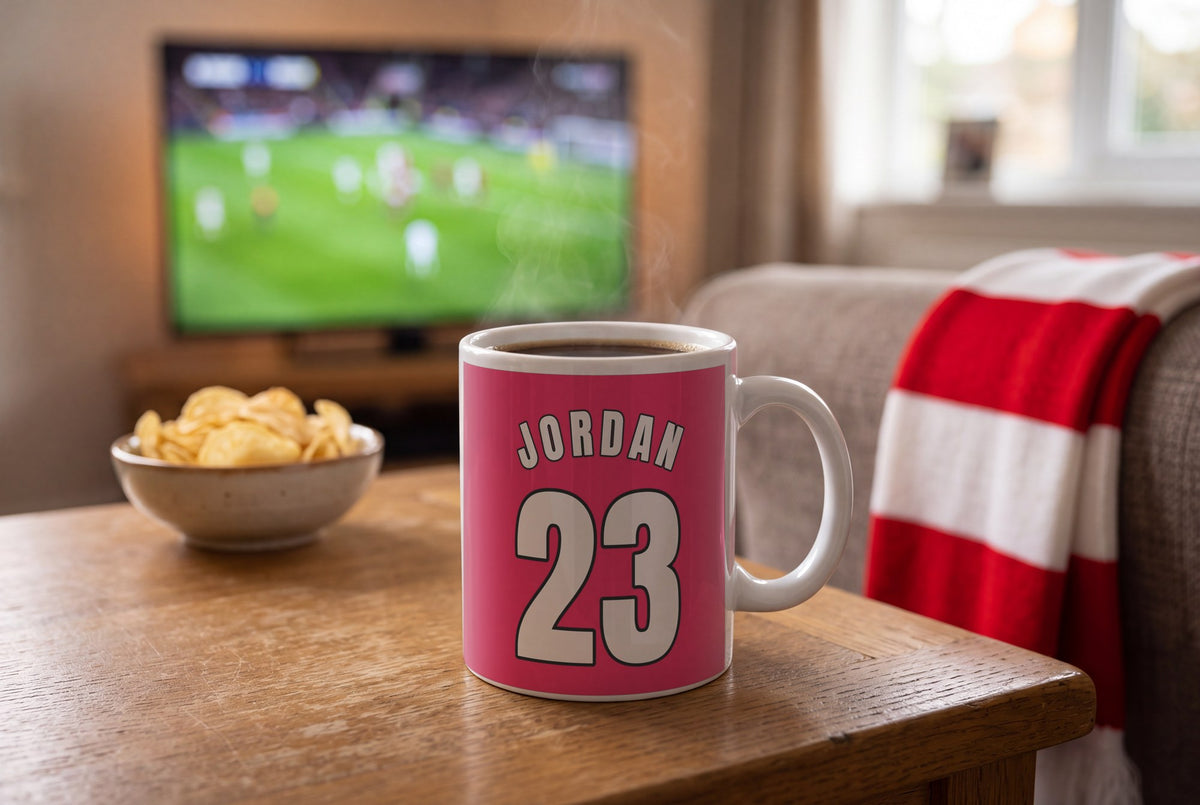 Lifestyle: Personalised Red and Black Basketball Jersey Mug