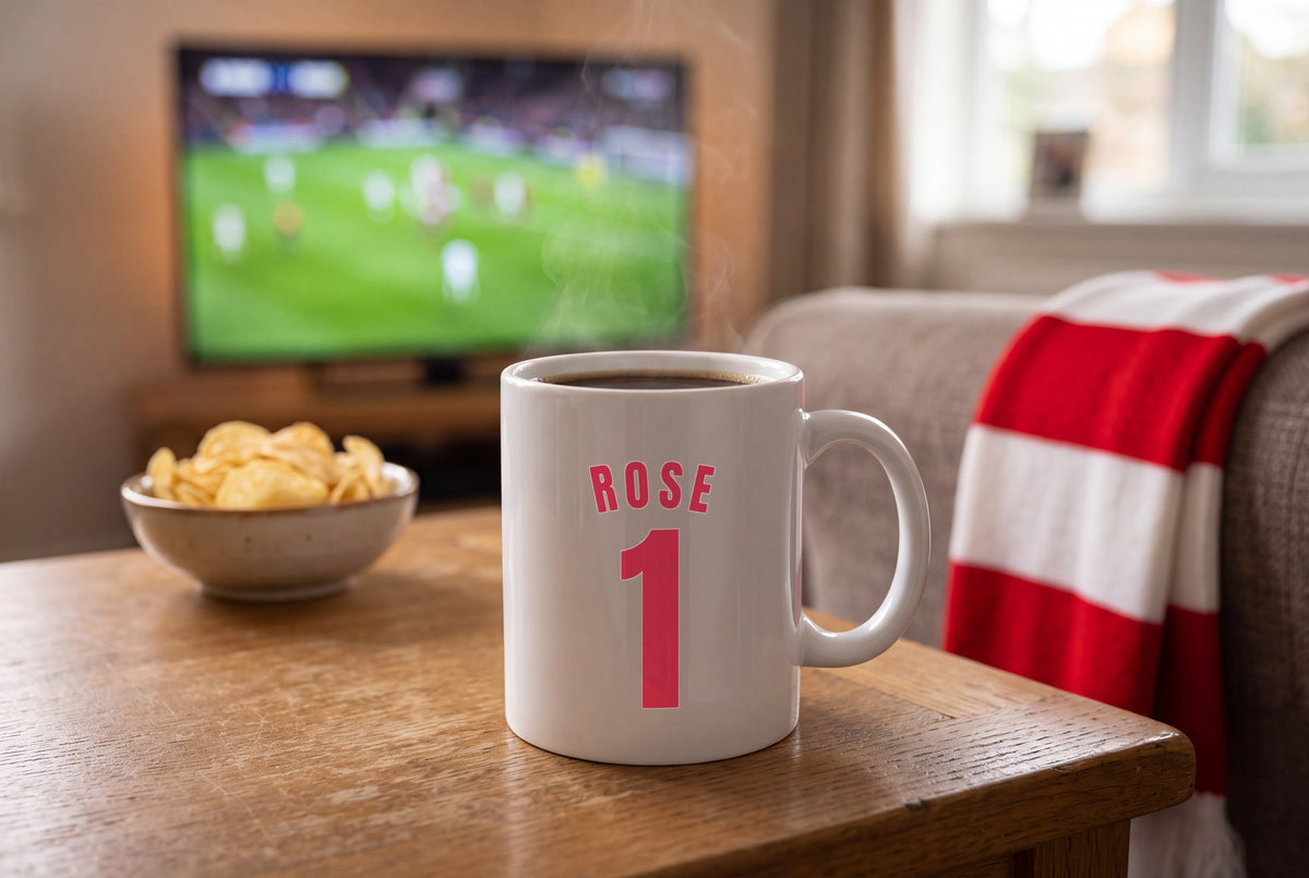 Lifestyle: Personalised White and Red Basketball Jersey Mug