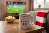 Lifestyle: Personalised Maroon and Gold Cable Knit Cricket Shirt Mug