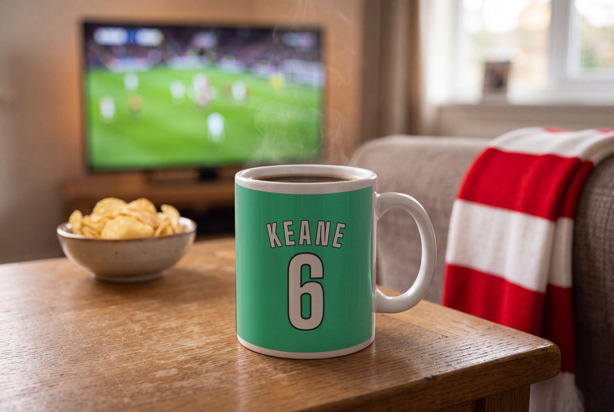 Lifestyle: Personalised Green and White Football Shirt Mug