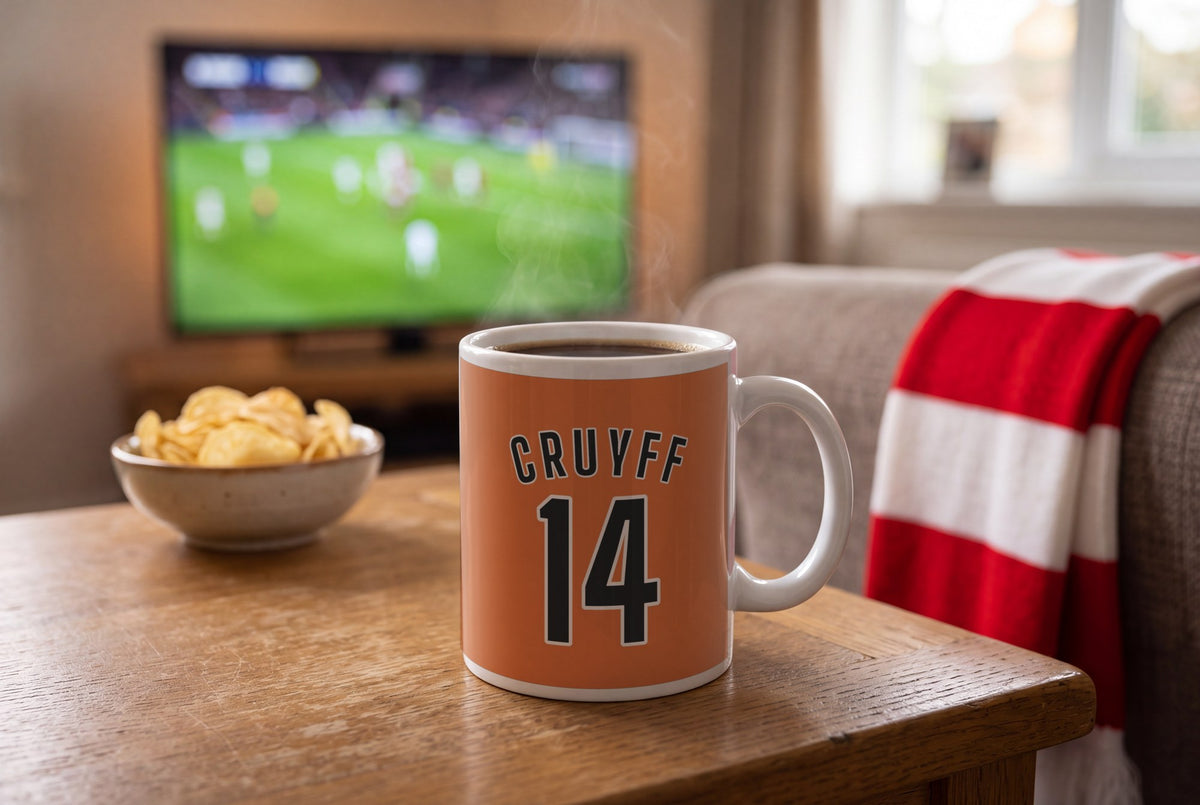 Lifestyle: Personalised Orange and Black Football Shirt Mug