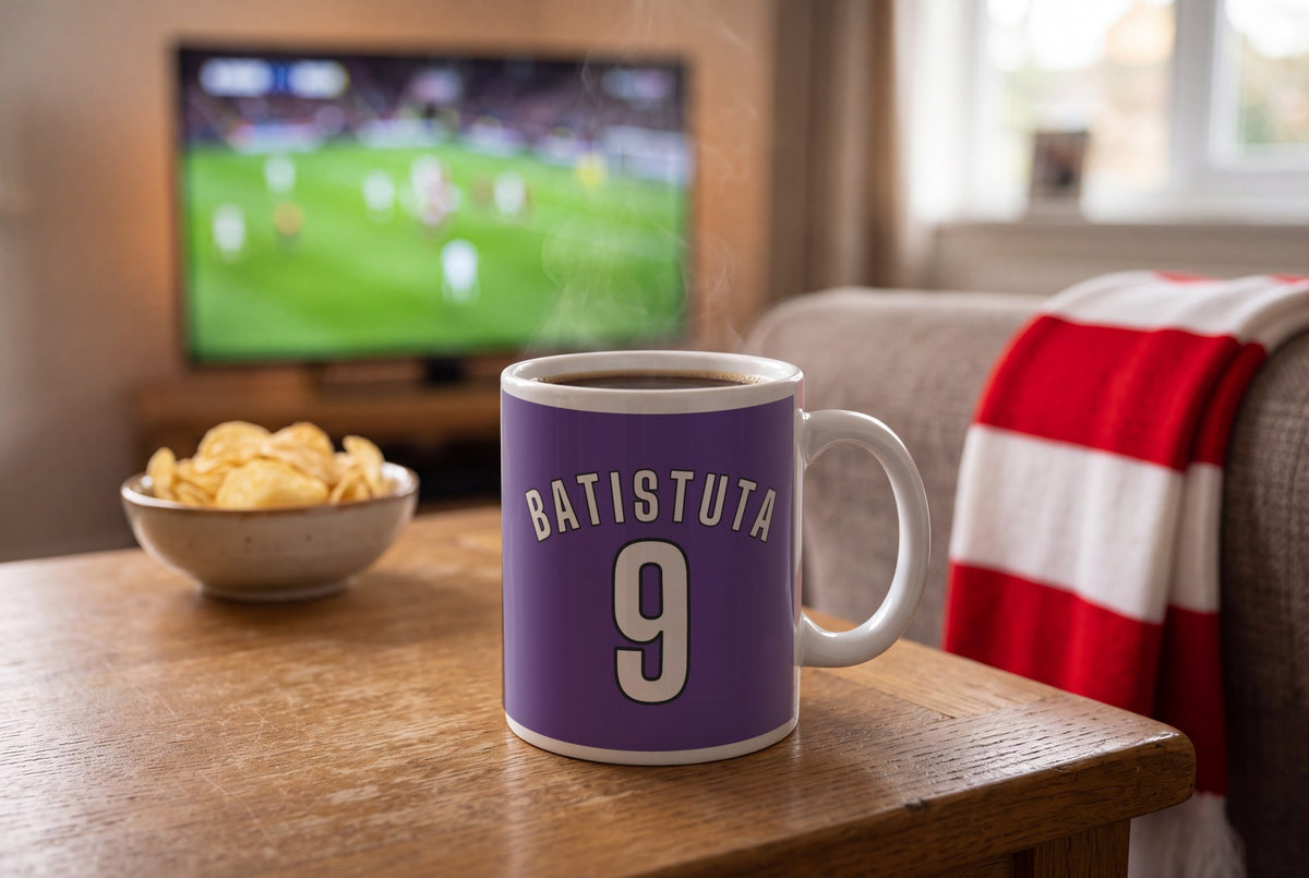 Lifestyle: Personalised Purple and White Football Shirt Mug