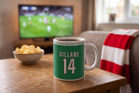 Lifestyle: Personalised Green and White GAA Jersey Mug