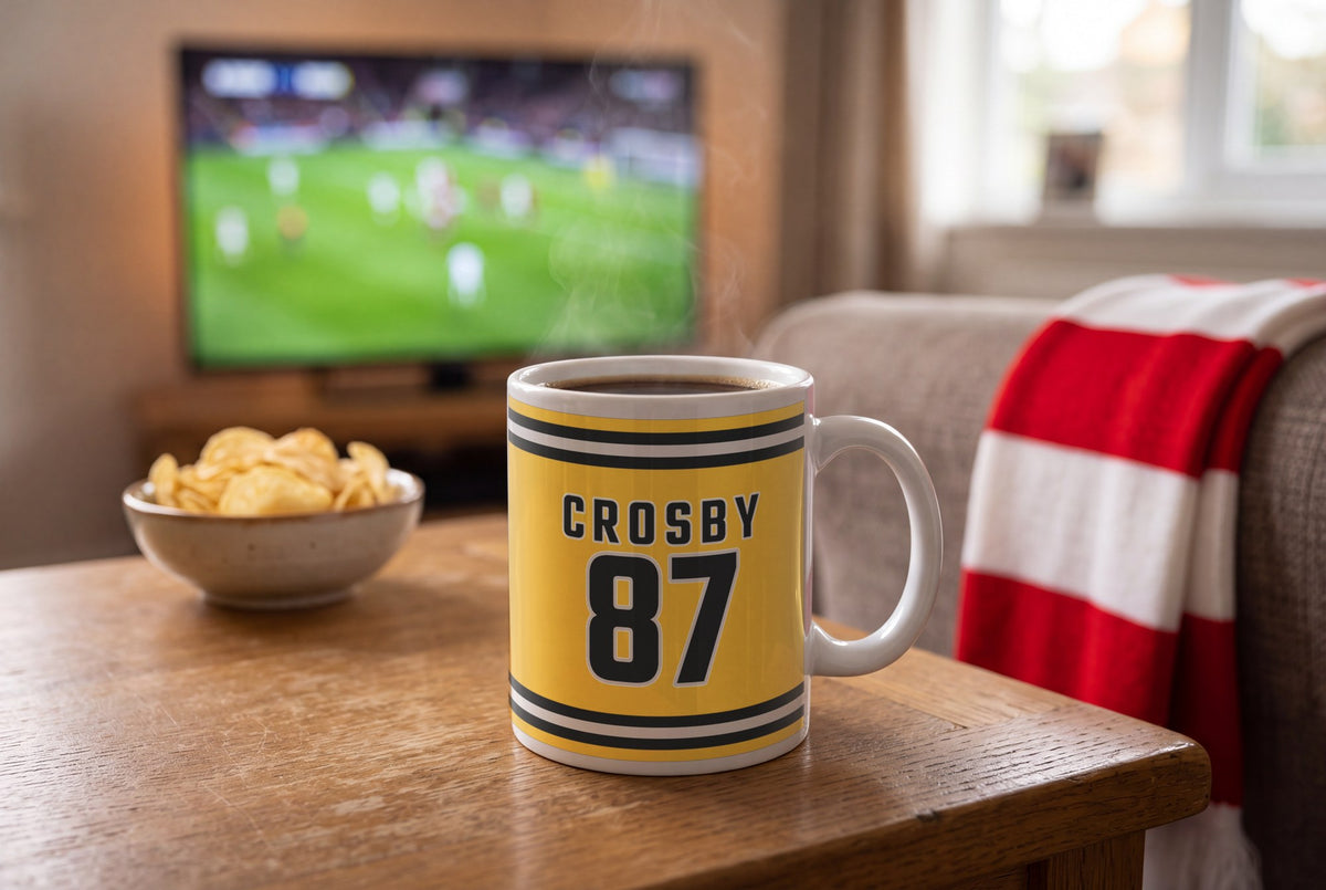 Lifestyle: Personalised Gold and Black Ice Hockey Jersey Mug