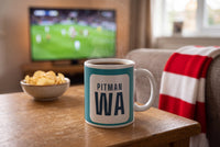 Lifestyle: Personalised Teal and White Netball Bib Mug