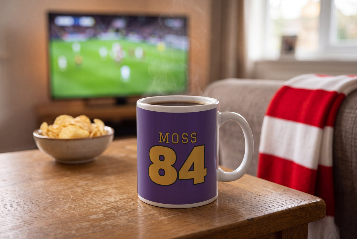 Lifestyle: Personalised Purple and Gold American Football Jersey Mug