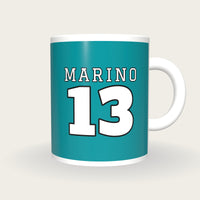 Personalised Aqua and White American Football Jersey Mug, front