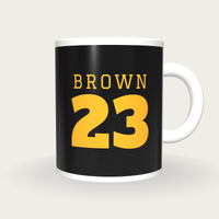 Personalised Black and Gold American Football Jersey Mug, front