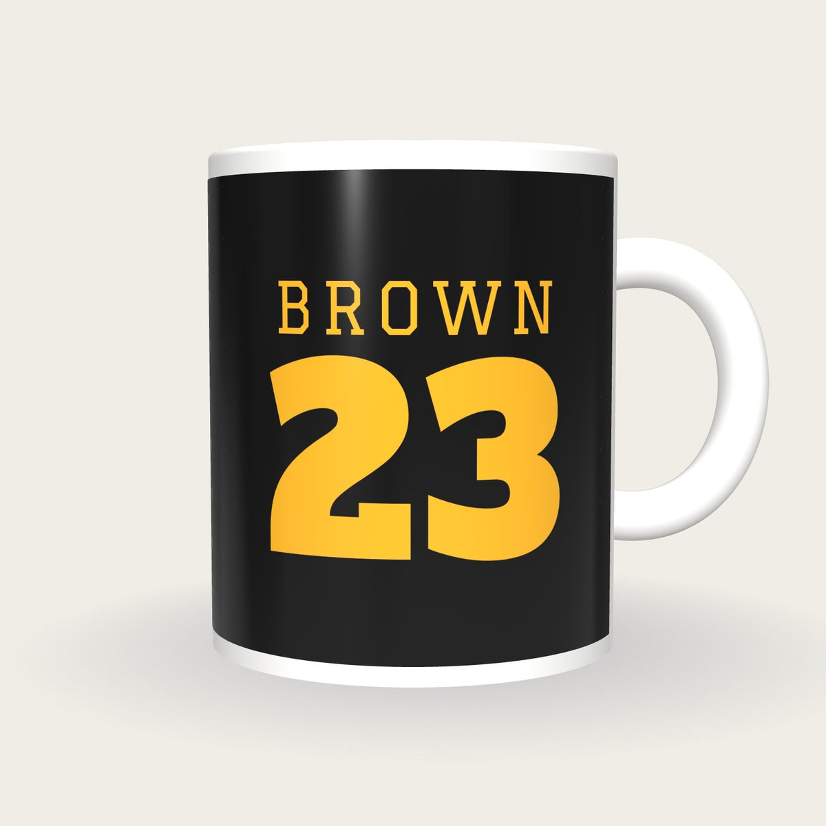 Personalised Black and Gold American Football Jersey Mug, front