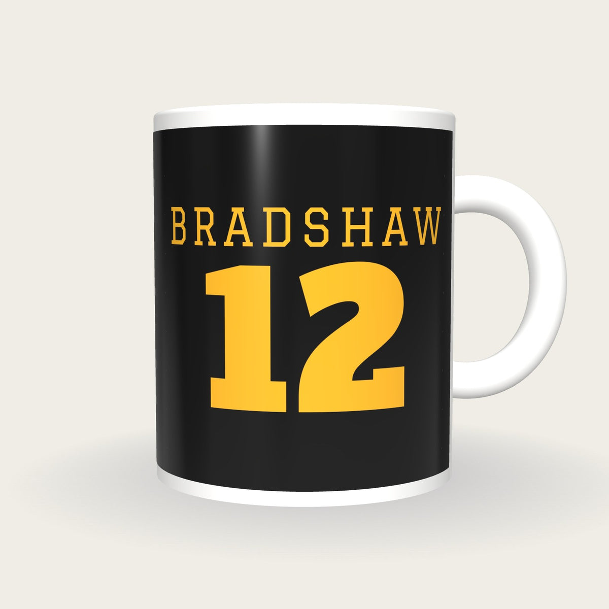 Personalised Black and Gold American Football Jersey Mug, front