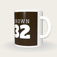 Personalised Brown and White American Football Jersey Mug, three-quarter view