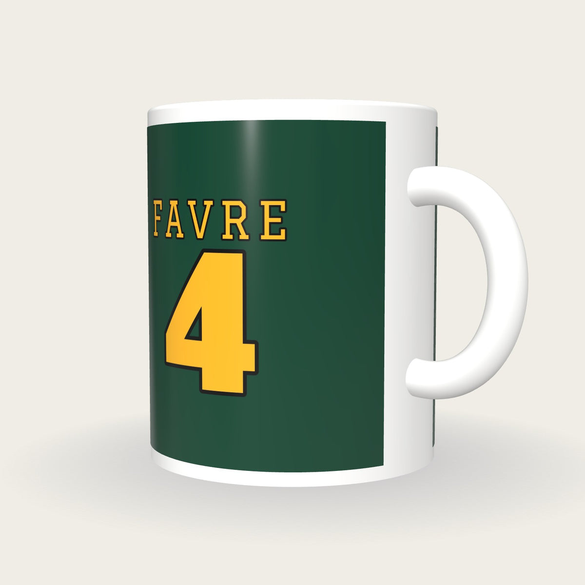Personalised Green and Gold American Football Jersey Mug, three-quarter view