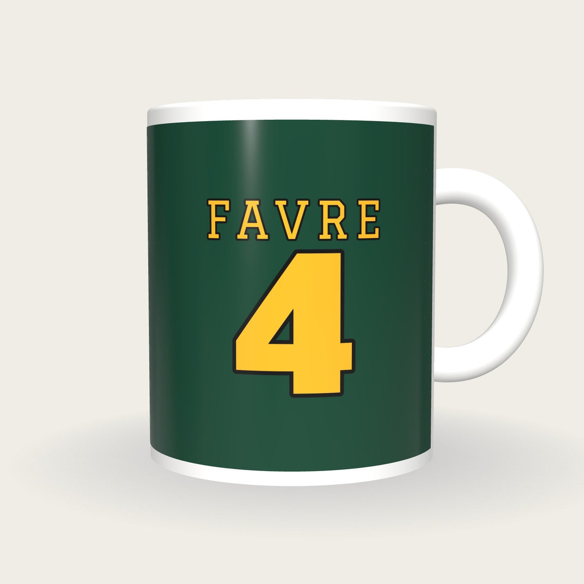 Personalised Green and Gold American Football Jersey Mug, front