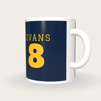 Personalised Navy and Gold American Football Jersey Mug, three-quarter view