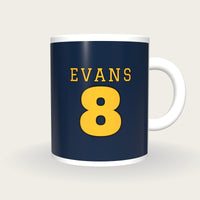 Personalised Navy and Gold American Football Jersey Mug, front