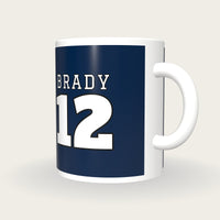 Personalised Navy and White American Football Jersey Mug, three-quarter view