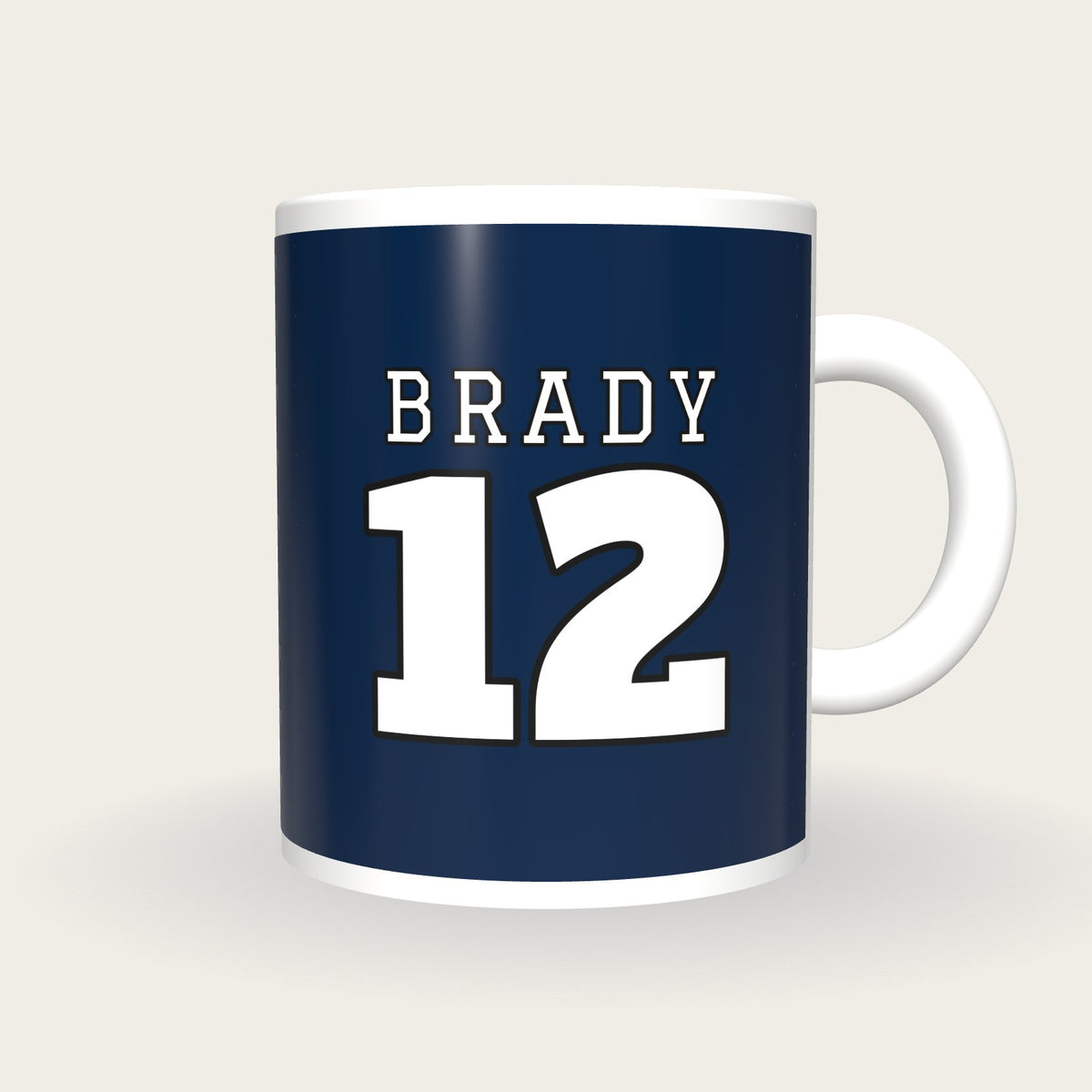 Personalised Navy and White American Football Jersey Mug, front