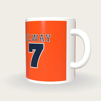 Personalised Orange and Navy American Football Jersey Mug, three-quarter view