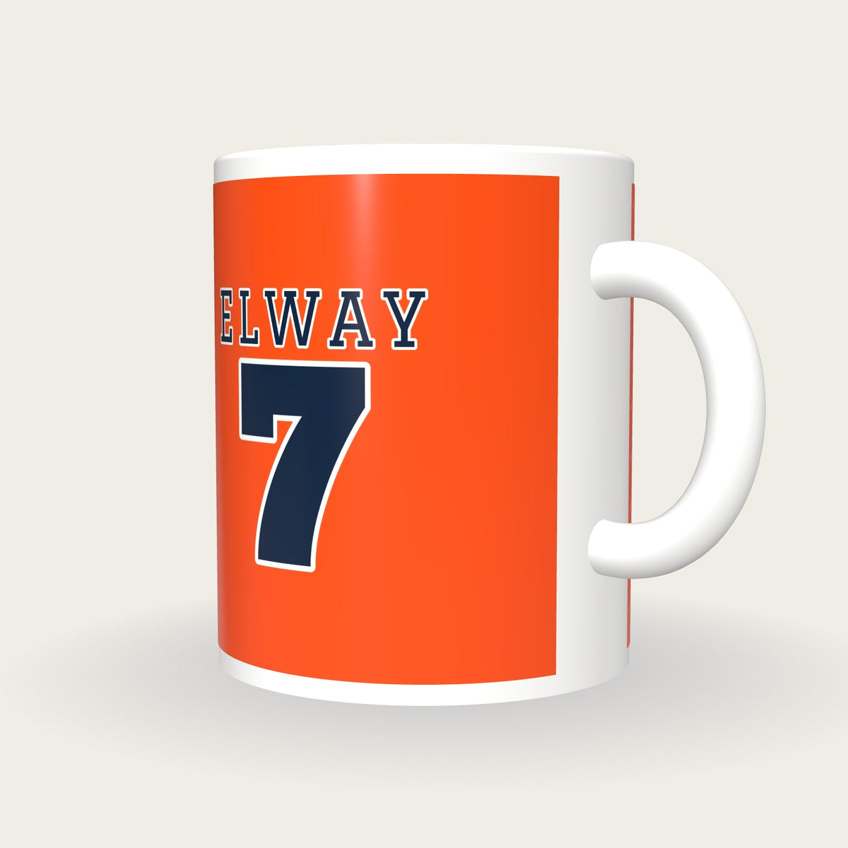 Personalised Orange and Navy American Football Jersey Mug, three-quarter view