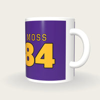 Personalised Purple and Gold American Football Jersey Mug, three-quarter view