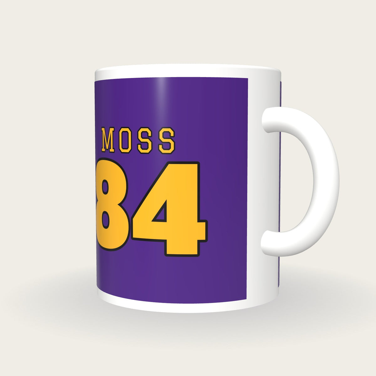 Personalised Purple and Gold American Football Jersey Mug, three-quarter view