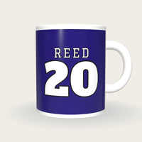 Personalised Purple and White American Football Jersey Mug, front
