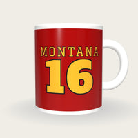 Personalised Red and Gold American Football Jersey Mug, front