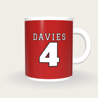 Personalised Red and White American Football Jersey Mug, front