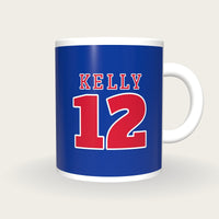 Personalised Royal Blue and Red American Football Jersey Mug, front
