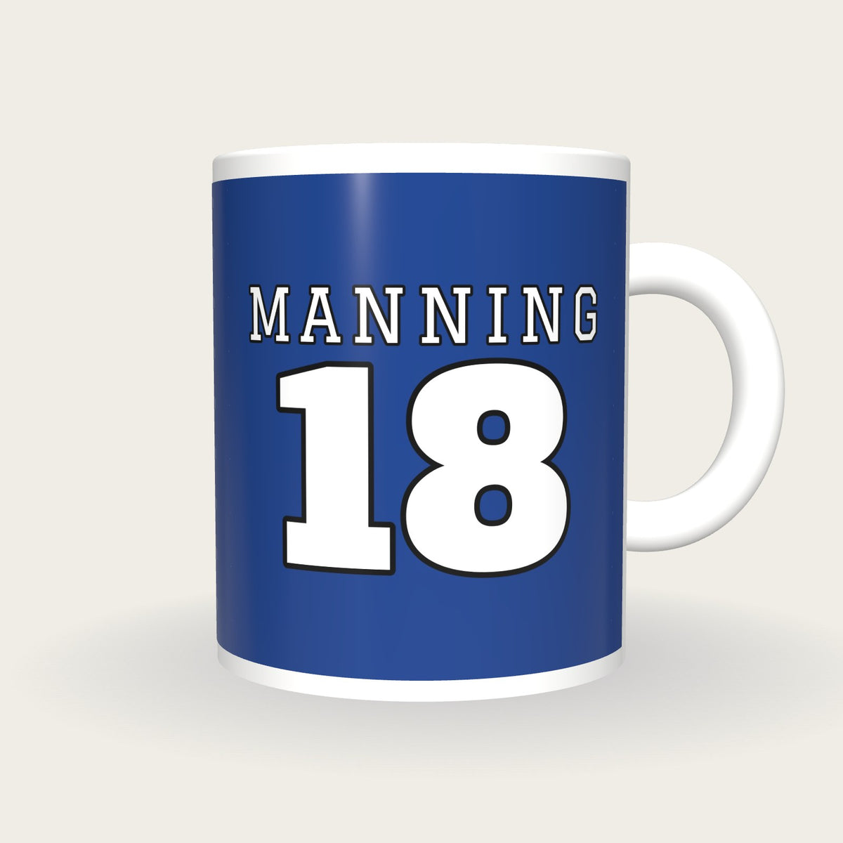 Personalised Royal Blue and White American Football Jersey Mug, front