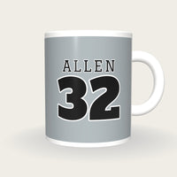 Personalised Silver and Black American Football Jersey Mug, front