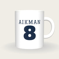 Personalised White and Navy American Football Jersey Mug, front