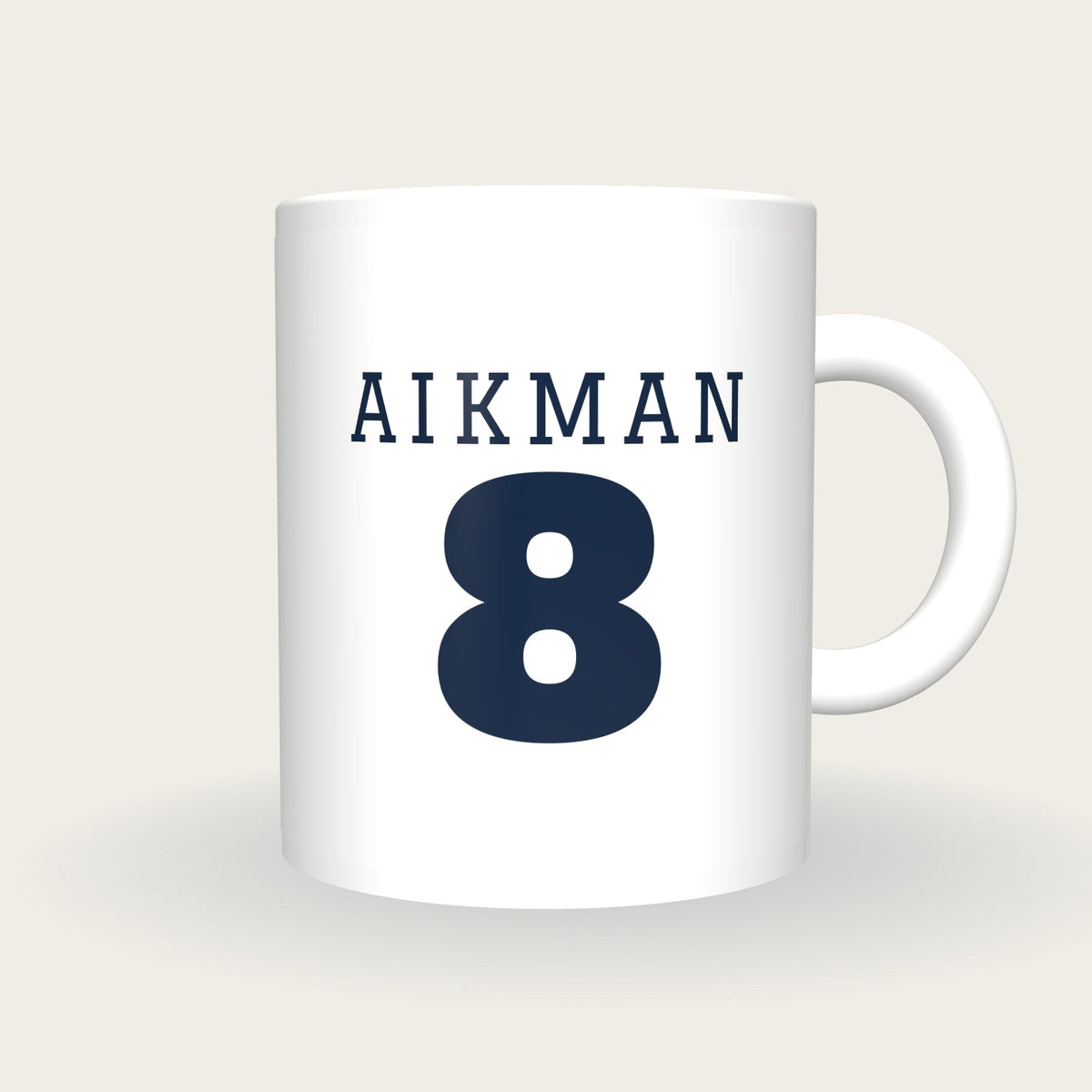 Personalised White and Navy American Football Jersey Mug, front