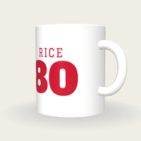 Personalised White and Red American Football Jersey Mug, three-quarter view