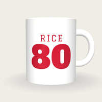 Personalised White and Red American Football Jersey Mug, front